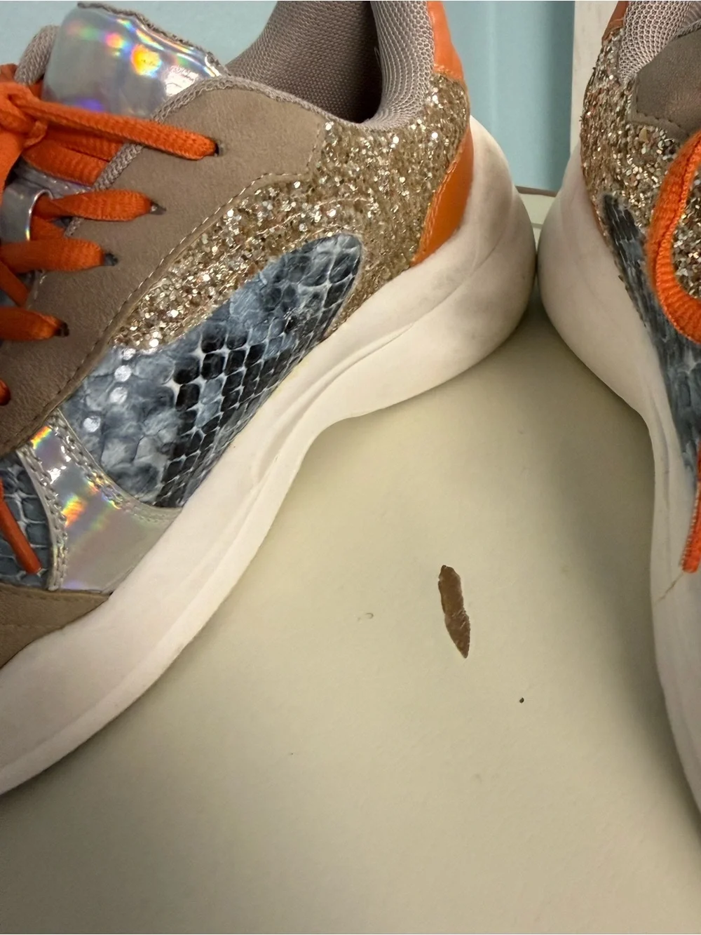 torrid Chunky Sneaker in Orange, Gold, Silver, Taupe